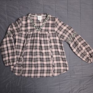Knox Rose flannel blouse size medium pink and black